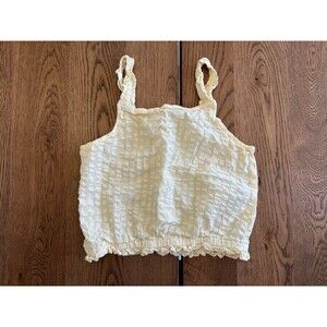 H&M Girls Yellow Cotton Camisole Tank Top Square Neck Ruffle Size 12 (10-11Y)